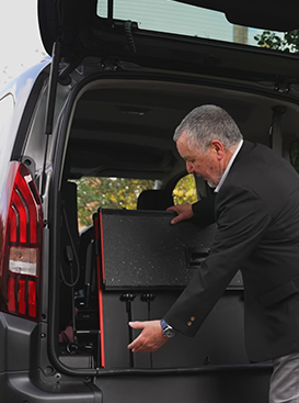 A man using an accessible vehicle