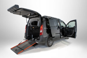 Image of a black wheelchair accessible vehicle.