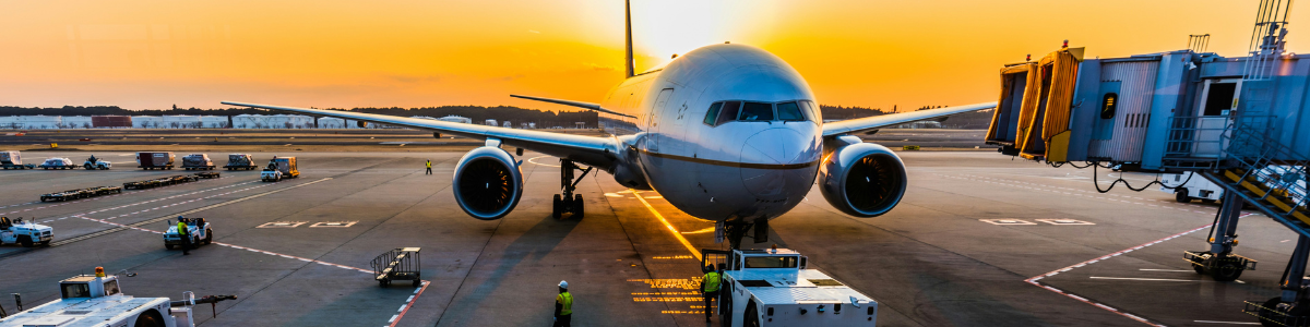 Plane on runway banner